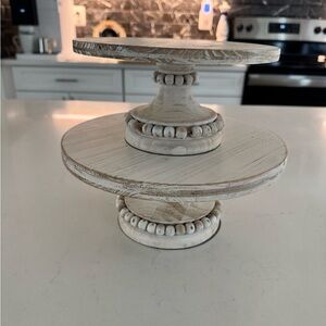 Magnolia Cream Wooden Cake Stands with Bead Detail